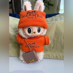 Fashion designer Orange Knit Beanie and Sweater Set - Women's Accessory(no doll)